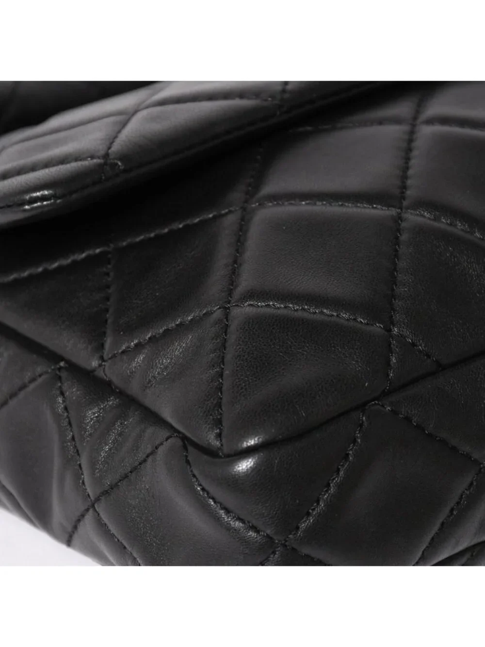 Chanel 2.55 Roll Clutch CC Logo Lambskin Black Ruthenium